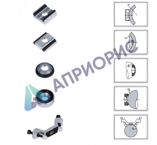 Комплект опорных колец и насадок к динамическим твердомерам для измерения твёрдости на изогнутых поверхностях