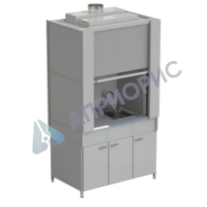 Шкаф вытяжной с коконом из стеклопластика с мойкой из НС и смесителем с ВЗБ светильником 1200х820х2240 мм, раб. поверхность - МОНОЛИТНЫЙ КЕРАМОГРАНИТ